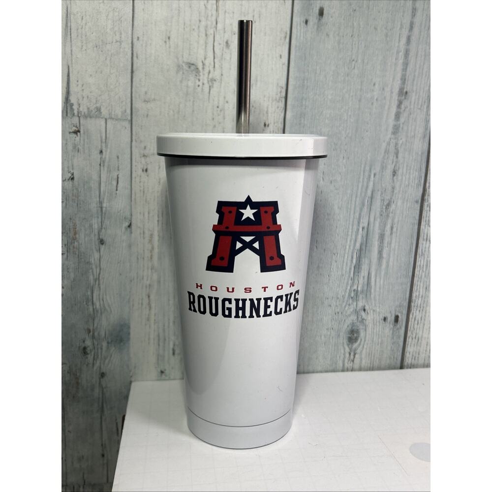 Houston 20oz White Tumbler Cup Mug Logo Brands With Straw